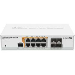 Mikrotik Cloud Router Switch CRS112-8P-4S-IN, QCA8511 400Mhz CPU, 128MB RAM, 8×G-LAN PoE-out, 4×SFP, RouterOS L5, desktop kućište, rack mount, PSU