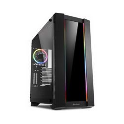 Sharkoon ELITE SHARK CA200G Tower E-ATX kućište, bez napajanja prozirna bočna stranica, RGB ventilator stražnji 1×120 crno