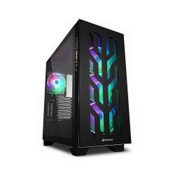 Sharkoon ELITE SHARK CA300T Tower E-ATX kućište bez napajanja, prozirne bočne stranice, prednji/stražnji RGB ventilatori 4×120mm crno