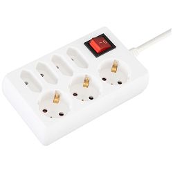 home Produžni kabel, 3 + 4 utičnice, 1.0mm², 1.5 met bijeli - NV 17/WH