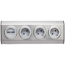 home Strujni razdjelnik sa 3 utičnice + USB, INOX - KNV 03/USB
