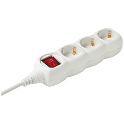 home Produžni kabel, 3 utičnice, prekidač, 1.5mm², 5 met bijeli - NV 3K-5/WH/1,5