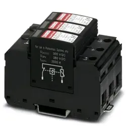 600V DC Surge Protective Device Type 1+2, Phoenix, PV PROTECTION VAL-MS-T1/T2 600DC-PC/2+V