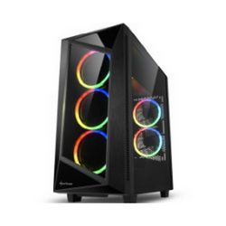 Sharkoon REV200 Midi Tower ATX kućište bez napajanja prozirna bočna stranica, prednji/stražnji RGB ventilatori 5×120mm crno