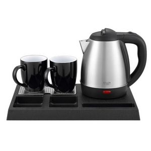 Adler AD 1354 Hotel kettle stainless steel 1.2 L + tray with cups black, steel