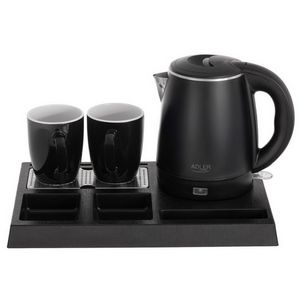 Adler AD 1387 Hotel kettle stainless steel 1 L + tray with cups black