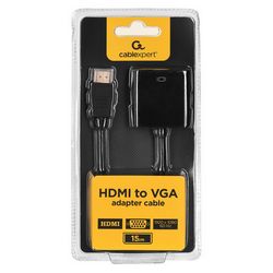 Video adapter kabel GEMBIRD A-HDMI-VGA-04 (0.15 m, VGA (D-Sub), HDMI Type A (Standard)) (crni)