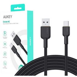 Kabel AUKEY CB-NAC2 (USB-C Type-C, PD 60W, 3A ,1.8 m, najlon) crna