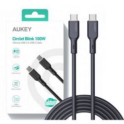Kabel AUKEY CB-SCC101 (USB-C Type-C, PD 100W, 5A, 1 m, silikon) crna