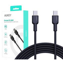 USB-C kabel AUKEY CB-NCC1 (Power Delivery, 60W, 3A, 1m, najlon) crna