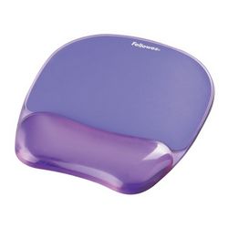Podloga za miš s naslonom za zglob FELLOWES Crystals Gel Mouse Pad (ljubičasta, ergonomska, kompatibilna s laserskim i optičkim miševima, gumeni nepomični donji dio)