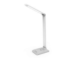 Stolna LED lampa ASALITE model s dimanjem, bežična USB (7W, 450lm, CCT, srebrna)