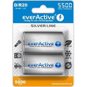 Rechargeable batteries everActive R20/D Ni-MH 5500 mAh ready to use