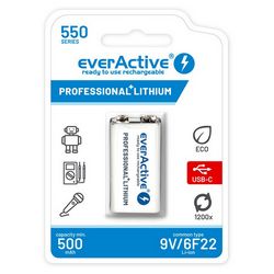 Litij-ionska baterija EVERACTIVE 6F22/9V (550 mAh, EVHR22-5)
