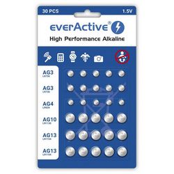 Set mini alkalnih baterija EVERACTIVE (10 x G3 / LR41, 5 x G4 / LR626, 5 x G10 / LR1130, 10 x G13 / LR1154)