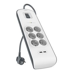 Belkin 2 -4 Amp USB Charging 6-outlet Surge Protection Strip - 2M - crna/White