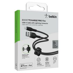 Belkin BOOST CHARGE PRO Flex USB-A to LTG, Braided Silicone Cable - 2M - crna