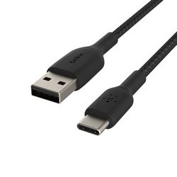 Belkin BOOST CHARGE USB-A to USB-C Cable, Braided - 3M - crna