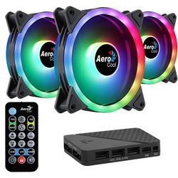 Kit 3xVentilatora za računalo Aerocool DUO12PRO (12cm, ARGB LED, dvostruki prsten, antivibracijski, 6 pinova) crni