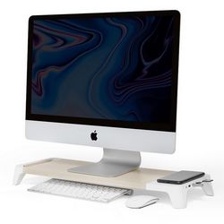 Stalak za monitor POUT Eyes8-3-u-1 (drvo, brzo bežično punjenje) bijeli
