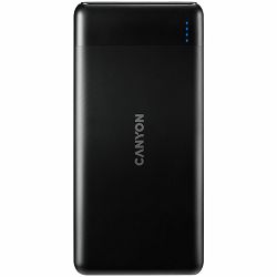 CANYON PB-107 Power bank 10000mAh Li-poly battery, Input Micro/PD 18W(Max), Output PD/QC3.0 18W(Max), quick charging cable 0.3m, 144*68*16mm, 0.25kg crna