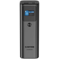 CANYON PB-2010, allowed for air travel power bank 27000mAh/97.2Wh Li-poly battery, in/out:2xUSB-C PD3.1 140W, out:USB-A QC 3.0 22.5W,TFT display,Dark Grey