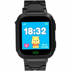 Kids smartwatch, 1.44 inch colorful screen, GPS function, Nano SIM card, 32+32MB, GSM(850/900/1800/1900MHz), 400mAh battery, compatibility with iOS and android crna, host: 52.9*40.3*14.8mm, strap: 