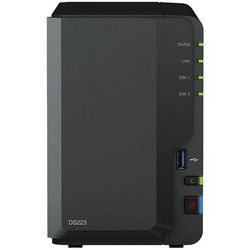 Synology DiskStation DS223, Tower, 2-bays 3.5 SATA HDD/SSD, CPU 4-core 1.7 GHz, 2 GB DDR4 non-ECC, RJ-45 1GbE LAN Port, 3 x USB 3.2 Gen 1 Port, 1.28 kg, 2y