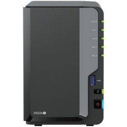 Synology DS224+,Tower, 2-bays 3.5 SATA HDD/SSD, CPU Intel Celeron J4125 4-core (4-thread) 2.0 GHz, burst up to 2.7 GHz; 2GB DDR4 (expandable up to 6 GB) ; 2 x RJ-45 1GbE LAN Ports; 2x USB 3.2 Gen 1;