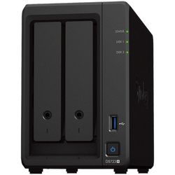 Synology DS723+, Tower, 2-Bays 3.5 SATA HDD/SSD, 2 x M.2 2280 NVMe SSD, CPU AMD Ryzen R1600 dual-core (4-thread), max. boost up to 3.1 GHz, 2 GB DDR4 ECC SODIMM, 2 x 1GbE RJ-45, 1 X USB 3.2, 1 x eSA
