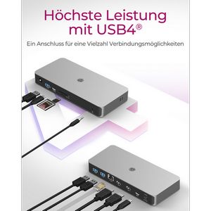 Icybox IB-DK2880-C41 docking station USB4 Type-C with dual video output