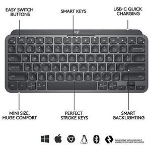 Logitech keyboard MX Keys Mini, graphite color, SLO Mr.