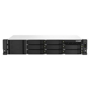 "QNAP NAS for 8 disks, 4GB RAM, 2.5Gb network, rack 2U."