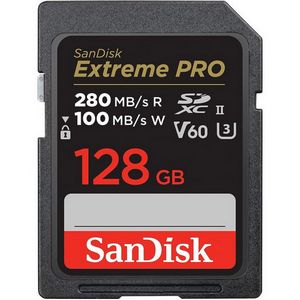 SanDisk Extreme PRO 128GB V60 UHS-II SD, 280/100MB/s, V60, C10, UHS-II