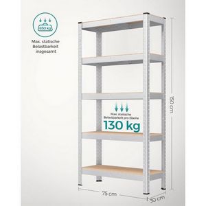 SONGMICS Shelf 30 x 75 x 150 cm brown-silver,-GLR030E01