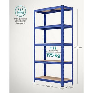 SONGMICS Shelf 40 x 90 x 180 cm brown-modern, GLR040Q01