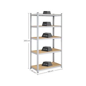 SONGMICS Shelf 50 x 100 x 200 cm beige-silver