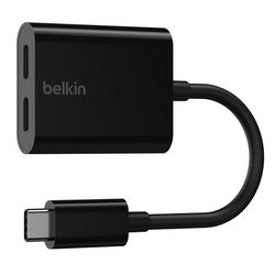 Belkin ROCKSTAR Dual USB-C Audio + Charge Adapter - crna