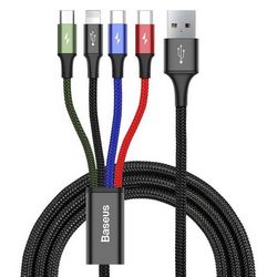 Kabel USB Baseus Fast 4in1 (2xUSB-C / Lightning / Micro, 3.5A, 1.2 m) crni