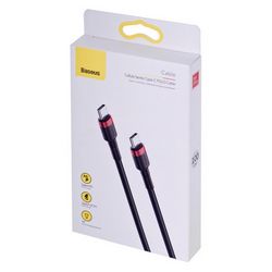 Kabel USB C - USB C CALUFE BRAIDED BASEUS CATKLF-G91 (1 m, PD 2.0, QC 3.0, 60 W) crni