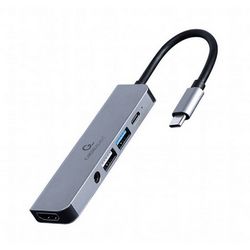 Višenamjenski adapter GEMBIRD A-CM-COMBO5-02 (USB Type-C 5-u-1 Hub, HDMI, PD, stereo audio)