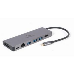 USB Type-C 5-u-1 multi-port adapter GEMBIRD A-CM-COMBO5-05 (Hub + HDMI + PD + čitač kartica + LAN)