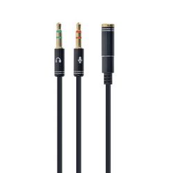 Adapter za audio stereo GEMBIRD (3.5mm mini Jack/4PIN/, 0.2 m, 2 x 3.5mm crni)