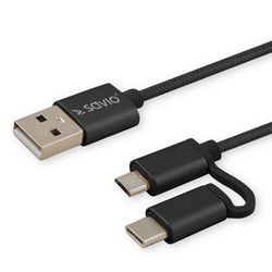 USB kabel SAVIO CL-128 (1 m, USB 2.0, USB A, USB C/Micro-USB A)