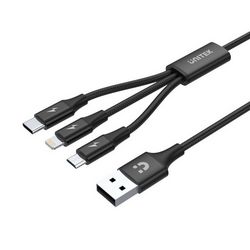 Kabel USB UNITEK C14049BK (1.2 m, USB 2.0, USB C Micro-USB B/Lightning crni)