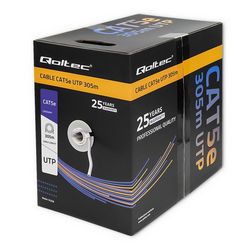 Mrežni kabel UTP CAT5E QOLTEC 50358 (305m, PVC) sivi