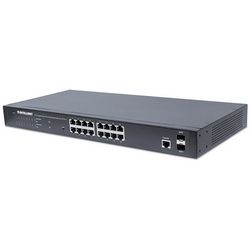 Mrežni switch INTELLINET (s 16 Gigabit Ethernet PoE+ priključaka i 2 SFP priključka, web-upravljiv, 16 x PoE priključci, PoE+/PoE, 2 x SFP)
