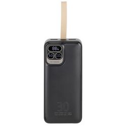 Powerbank RIVACASE (30000 mAh, USB-C 20W, LCD, 1x I/O USB-C PD 18W / PD 20W, 2x USB-A QC 3.0 18W) crna