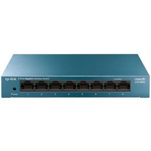 Mrežni adapter TP-LINK LiteWave 8-portni gigabitni stolni preklopnik/ 8 gigabitnih RJ45 priključaka/ stolno čelično kućište/ zidni nosač/ Green Ethernet tehnologija