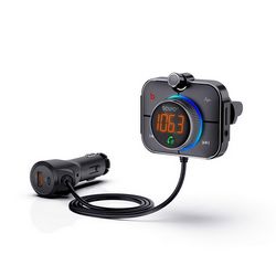 Savio FM odašiljač, Bluetooth 5.0, QC/PD 3.0 punjač, ​​ENC, Aux Out, Micro SD, TR-14 crna